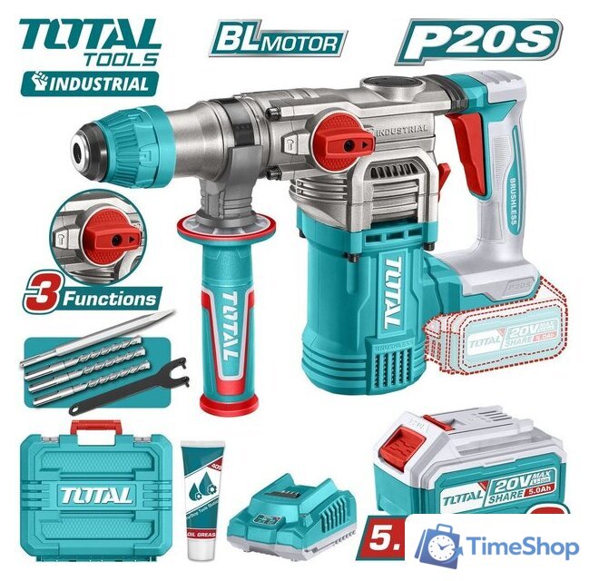 Перфоратор Total TRHLI202885 (с 1-им АКБ, кейс) - Изображение №1 — Интернет-магазин Time-Shop