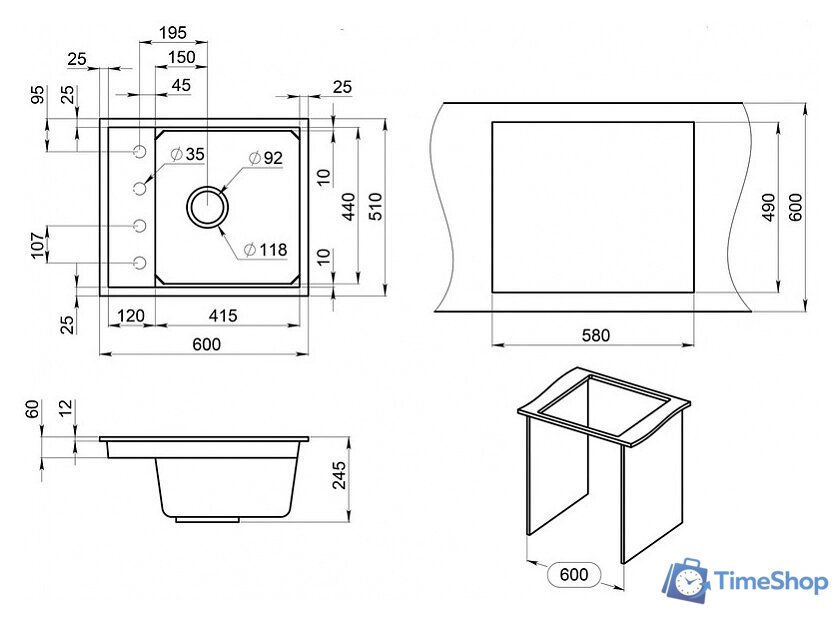 Кухонная мойка Granula KS-6004 (шварц) - Изображение №4 — Интернет-магазин Time-Shop