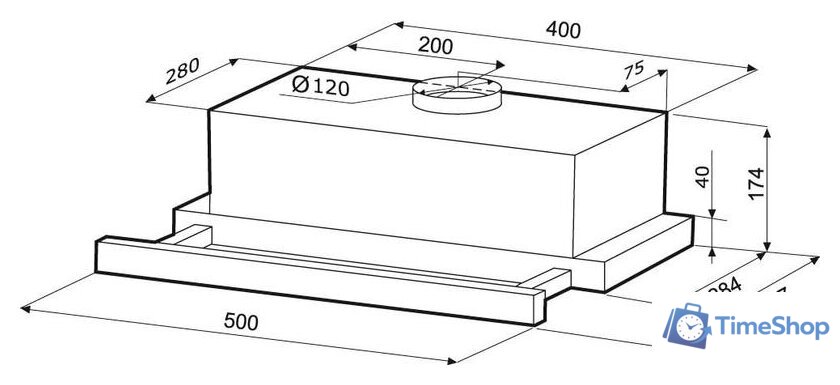 Кухонная вытяжка Krona Kamilla 500 Air 1 (черный) - Изображение №2 — Интернет-магазин Time-Shop