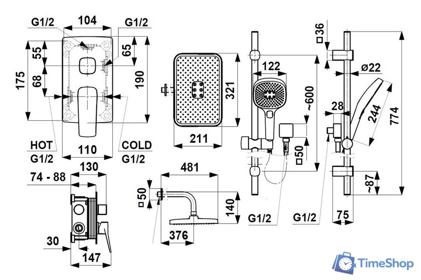 Душевая система  KFA Armatura Malaga 452930181 - Изображение №5 — Интернет-магазин Time-Shop