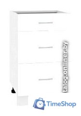 Шкаф напольный Кортекс-мебель Корнелия Лира НШ50р3ш без столешницы (белый) - Изображение №1 — Интернет-магазин Time-Shop