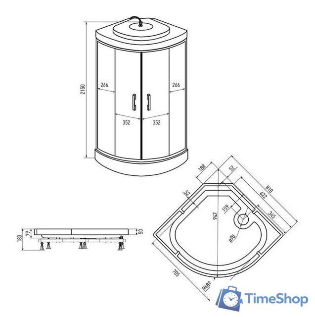 Душевая кабина Erlit ER3508P-C4-RUS 80x80 - Изображение №2 — Интернет-магазин Time-Shop