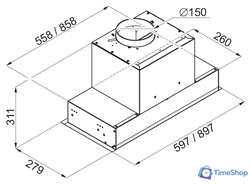 Кухонная вытяжка MAUNFELD Fantasy 90 (черный) - Изображение №2 — Интернет-магазин Time-Shop