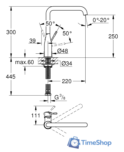 Смеситель Grohe Essence 30269A00 (тёмный графит) - Изображение №2 — Интернет-магазин Time-Shop