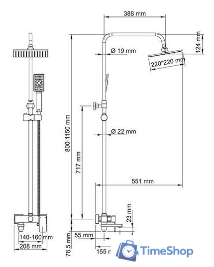 Душевая система  Wasserkraft A17701 - Изображение №2 — Интернет-магазин Time-Shop