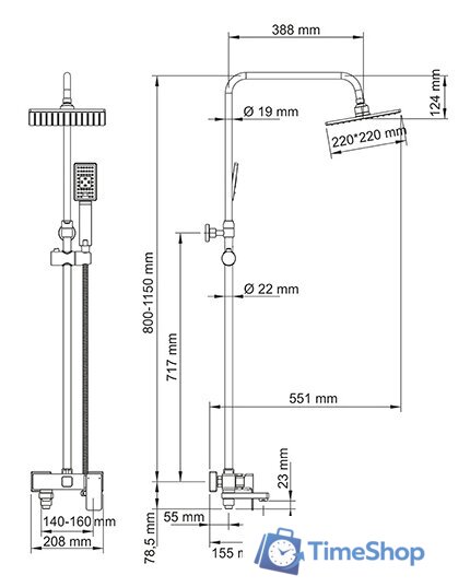 Душевая система  Wasserkraft A17701 - Изображение №2 — Интернет-магазин Time-Shop