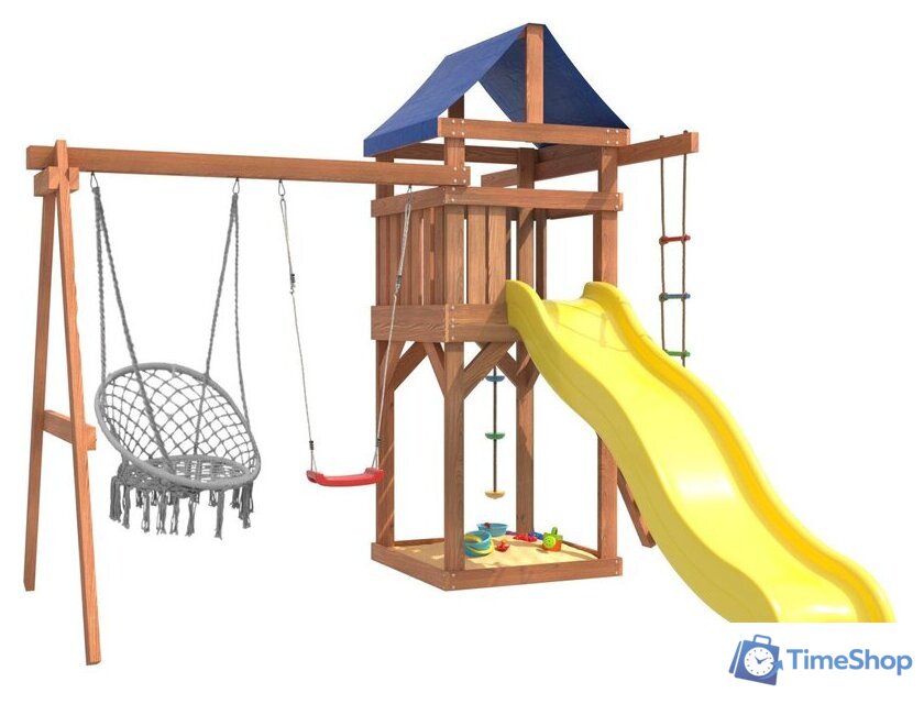 Игровой комплекс National Tree Company Качели лодочка и подвесное плетеное кресло IgroWoods ДП-2 - Изображение №1 — Интернет-магазин Time-Shop