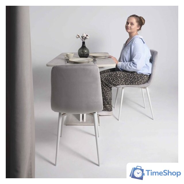 Стул Алвест AV 406-N (светло-серый бархат H-09/белый) - Изображение №2 — Интернет-магазин Time-Shop