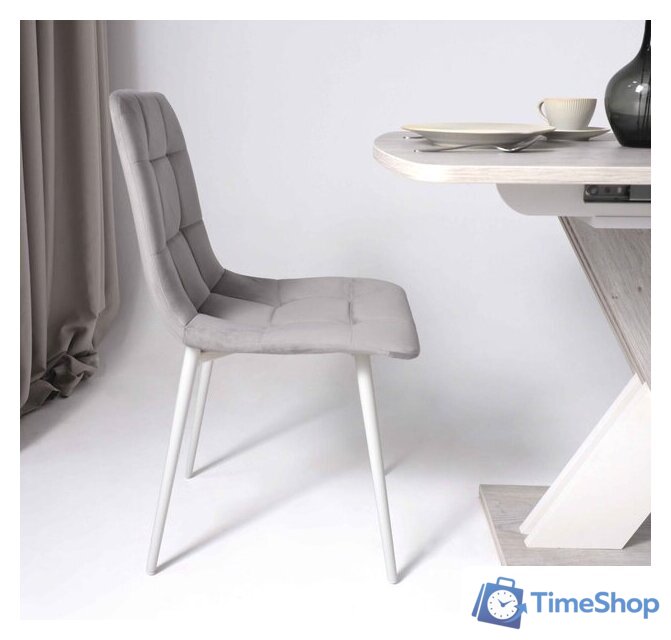 Стул Алвест AV 406-N (светло-серый бархат H-09/белый) - Изображение №3 — Интернет-магазин Time-Shop