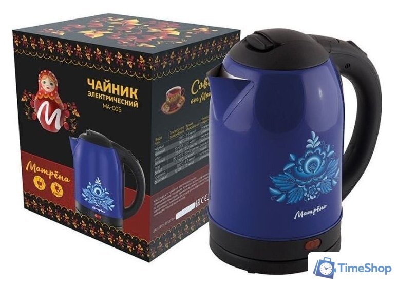 Электрический чайник Матрена MA-005 (стальной/синий гжель) - Изображение №1 — Интернет-магазин Time-Shop