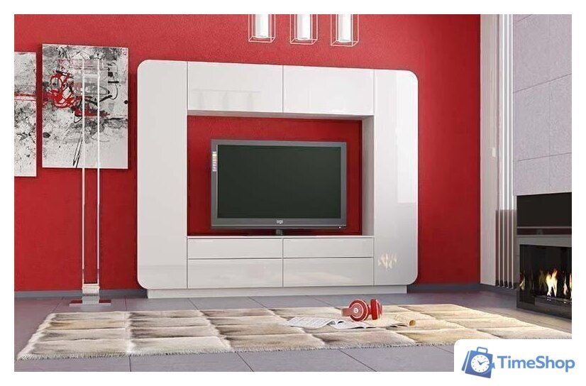 Стенка Олмеко Лаванда-2 (белый глянец) - Изображение №3 — Интернет-магазин Time-Shop