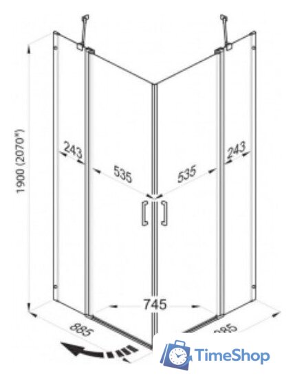 Душевой уголок Triton Тау-Блэк 90x90 (черный, без поддона) - Изображение №2 — Интернет-магазин Time-Shop