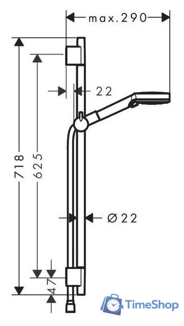 Душевой гарнитур  Hansgrohe Vernis Blend 26422670 (черный матовый) - Изображение №2 — Интернет-магазин Time-Shop