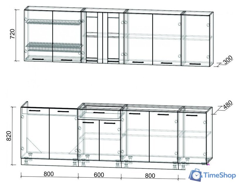 Готовая кухня Интерлиния Мила 26 без столешницы (белый платинум) - Изображение №2 — Интернет-магазин Time-Shop
