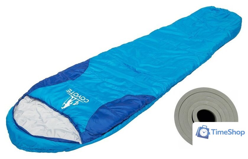Спальный мешок Coyote Baring ZC-SB022 (синий с туристическим ковриком Foal 1.2см хаки) - Изображение №8 — Интернет-магазин Time-Shop