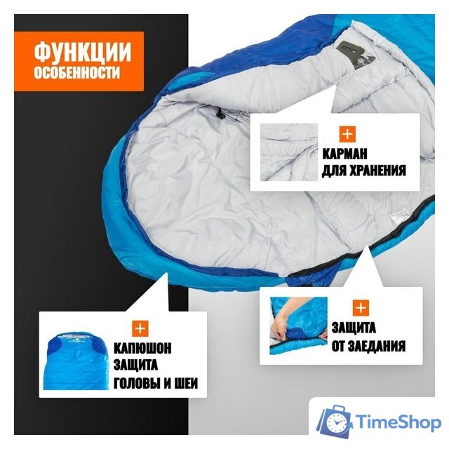 Спальный мешок Coyote Baring ZC-SB022 (синий с туристическим ковриком Foal 1.2см хаки) - Изображение №3 — Интернет-магазин Time-Shop