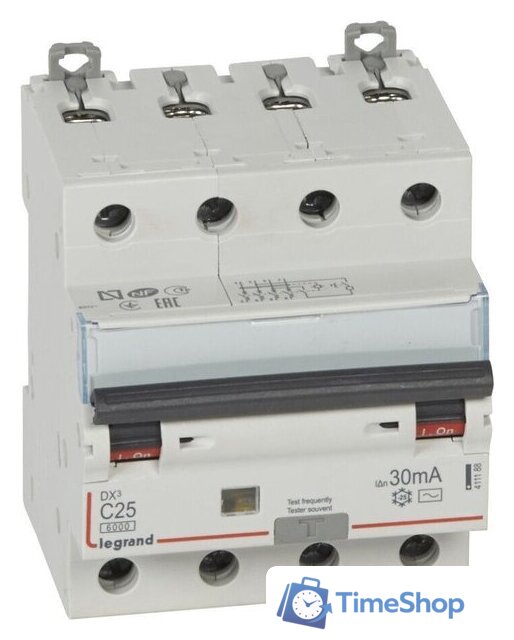 Дифференциальный автомат Legrand DX3 4P С 25A 30мА 6kА 4М 411188 - Изображение №1 — Интернет-магазин Time-Shop