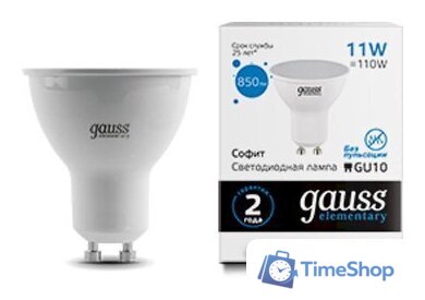 Светодиодная лампочка Gauss Elementary GU10 11Вт 850lm 6500K 13631 (10 шт) - Изображение №1 — Интернет-магазин Time-Shop