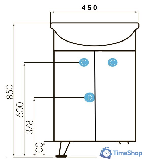 Аква Тумба под умывальник Смайл ТС-5.02.1.00.450.208 - Изображение №3 — Интернет-магазин Time-Shop