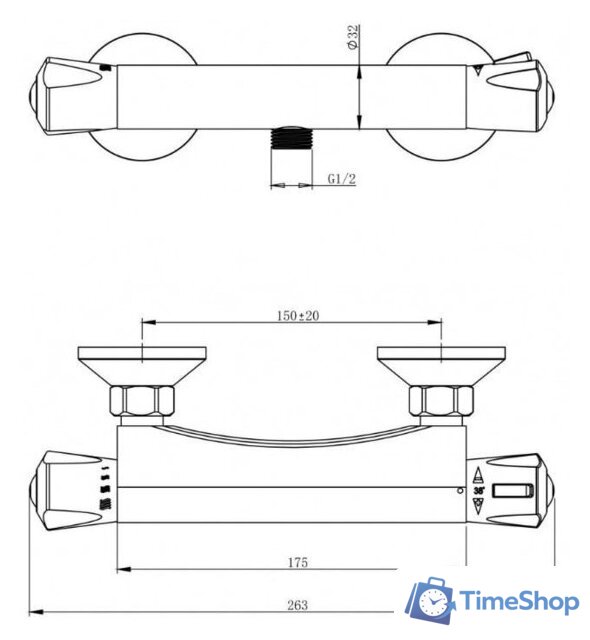 Смеситель Gross Aqua Thermofix Basiс 5980116C - Изображение №2 — Интернет-магазин Time-Shop