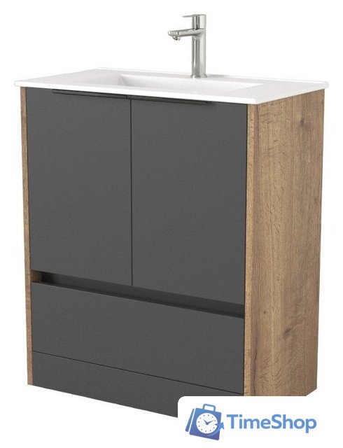  Дабер Тумба под умывальник 017 60 Т17.6.0.22Ч (дуб галифакс/серый/ручка черная) - Изображение №1 — Интернет-магазин Time-Shop