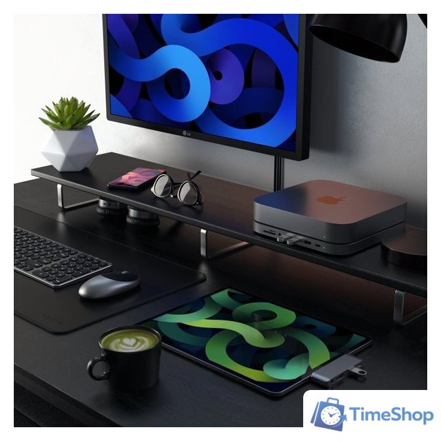 USB-хаб Satechi Aluminum Stand & Hub for Mac Mini ST-ABHFM (серый) - Изображение №7 — Интернет-магазин Time-Shop