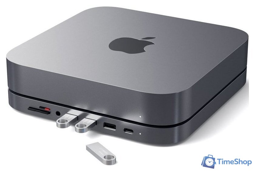 USB-хаб Satechi Aluminum Stand & Hub for Mac Mini ST-ABHFM (серый) - Изображение №4 — Интернет-магазин Time-Shop