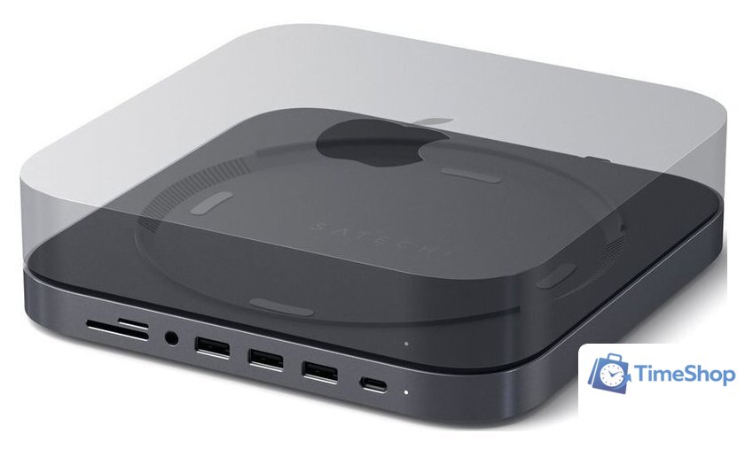 USB-хаб Satechi Aluminum Stand & Hub for Mac Mini ST-ABHFM (серый) - Изображение №3 — Интернет-магазин Time-Shop