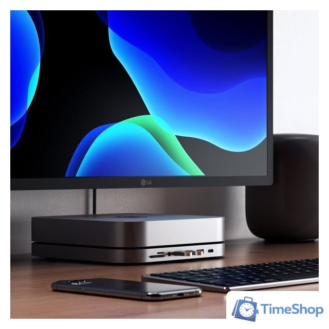 USB-хаб Satechi Aluminum Stand & Hub for Mac Mini ST-ABHFM (серый) - Изображение №9 — Интернет-магазин Time-Shop