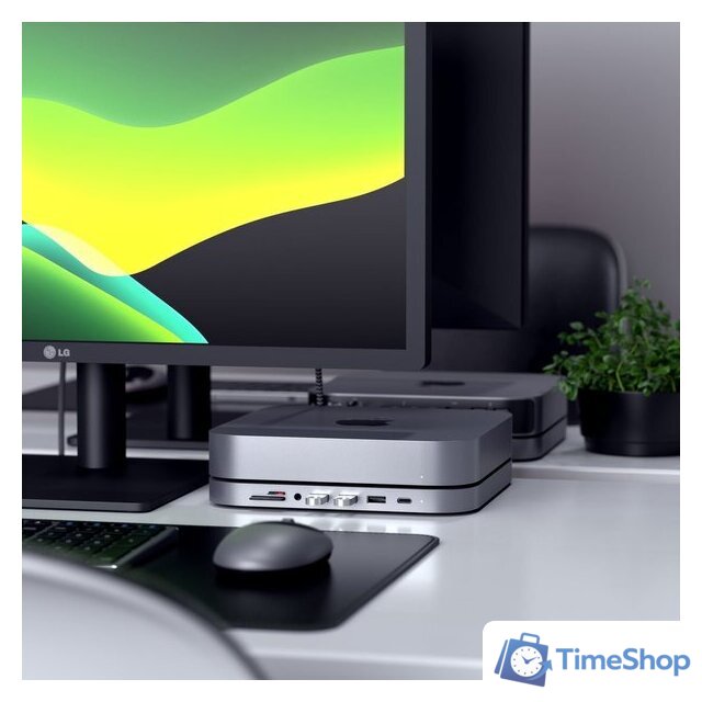 USB-хаб Satechi Aluminum Stand & Hub for Mac Mini ST-ABHFM (серый) - Изображение №6 — Интернет-магазин Time-Shop