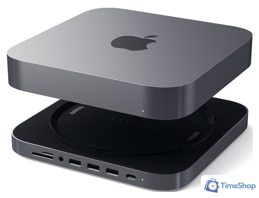USB-хаб Satechi Aluminum Stand & Hub for Mac Mini ST-ABHFM (серый) - Изображение №2 — Интернет-магазин Time-Shop