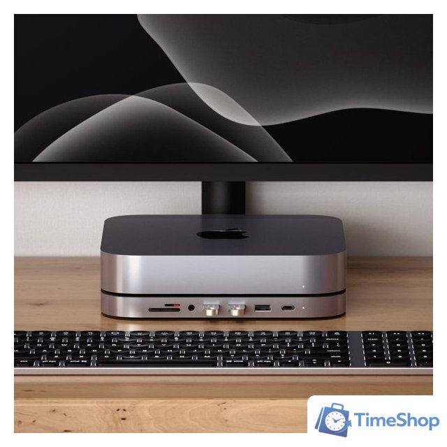 USB-хаб Satechi Aluminum Stand & Hub for Mac Mini ST-ABHFM (серый) - Изображение №10 — Интернет-магазин Time-Shop