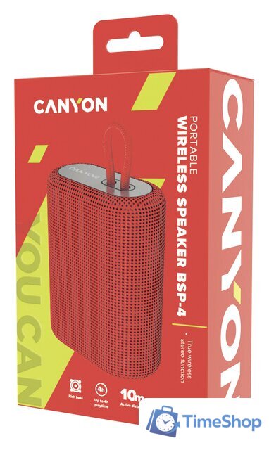 Беспроводная колонка Canyon BSP-4 (красный) - Изображение №5 — Интернет-магазин Time-Shop