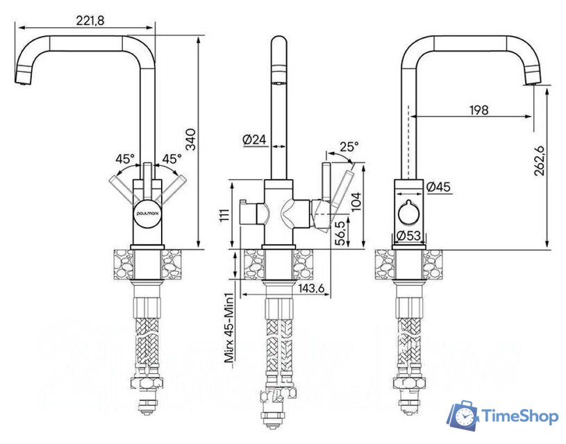 Смеситель Paulmark Logas Lo213021-BR (бронза) - Изображение №3 — Интернет-магазин Time-Shop