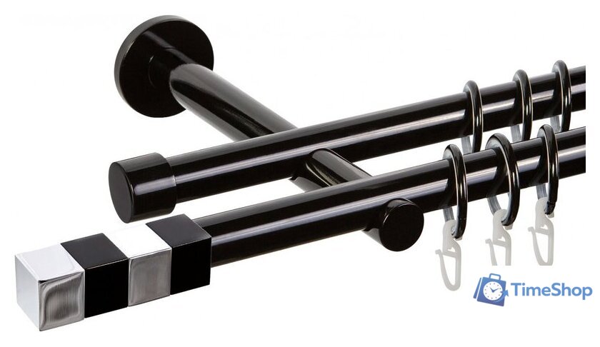 Карниз для штор АС ФОРОС Dance D19Г/19Г + наконечники Магнум хром (3м, черный) - Изображение №1 — Интернет-магазин Time-Shop