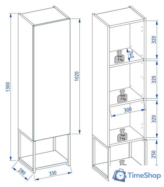  Lauter Шкаф-полупенал Навесной Lea (серо-зеленый п/мат) - Изображение №5 — Интернет-магазин Time-Shop