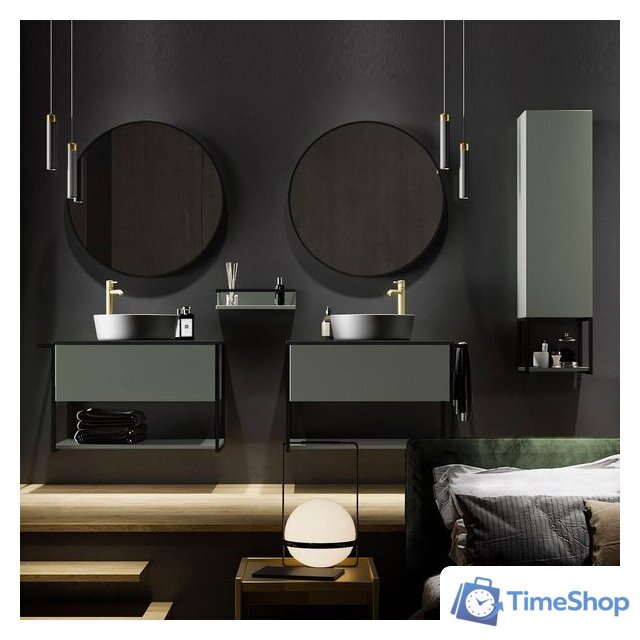  Lauter Шкаф-полупенал Навесной Lea (серо-зеленый п/мат) - Изображение №3 — Интернет-магазин Time-Shop