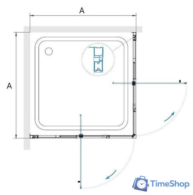Душевой уголок RGW PA-038B 350803899-14 90x90 (черный/прозрачное стекло) - Изображение №2 — Интернет-магазин Time-Shop