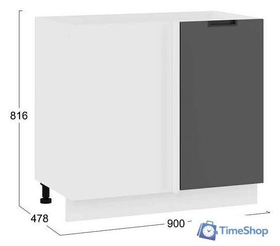 Шкаф навесной Трия Гренада 1Н9У угловой с одной дверью (белый/холст вулкан) - Изображение №3 — Интернет-магазин Time-Shop