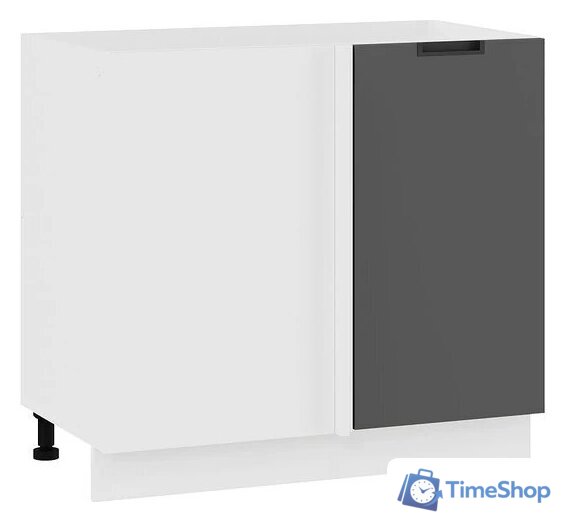 Шкаф навесной Трия Гренада 1Н9У угловой с одной дверью (белый/холст вулкан) - Изображение №1 — Интернет-магазин Time-Shop