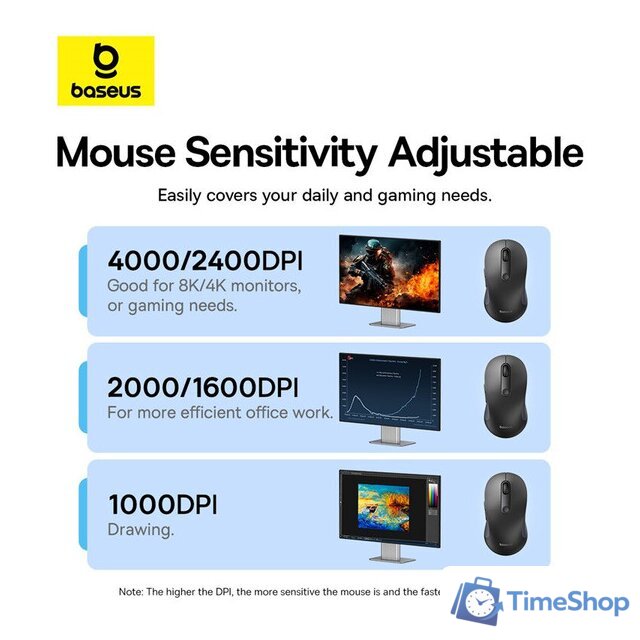 Мышь Baseus F02 Ergonomic Wireless Mouse (черный, без батарейки в комплекте) - Изображение №17 — Интернет-магазин Time-Shop