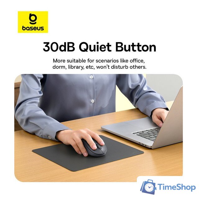 Мышь Baseus F02 Ergonomic Wireless Mouse (черный, без батарейки в комплекте) - Изображение №13 — Интернет-магазин Time-Shop