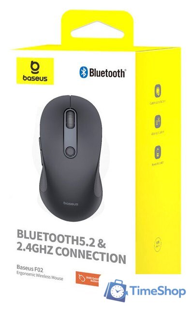 Мышь Baseus F02 Ergonomic Wireless Mouse (черный, без батарейки в комплекте) - Изображение №10 — Интернет-магазин Time-Shop