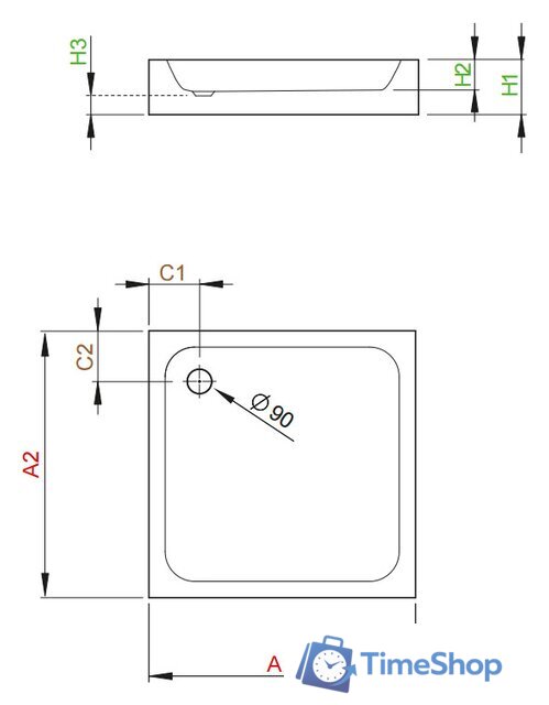 Душевой поддон Radaway Siros C Compact 90x90 [SBC9917-2] - Изображение №2 — Интернет-магазин Time-Shop