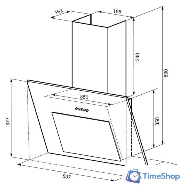 Кухонная вытяжка Krona Vierkant 600 PB (черный) - Изображение №15 — Интернет-магазин Time-Shop