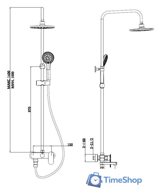 Душевая система  Esko ST300 - Изображение №2 — Интернет-магазин Time-Shop