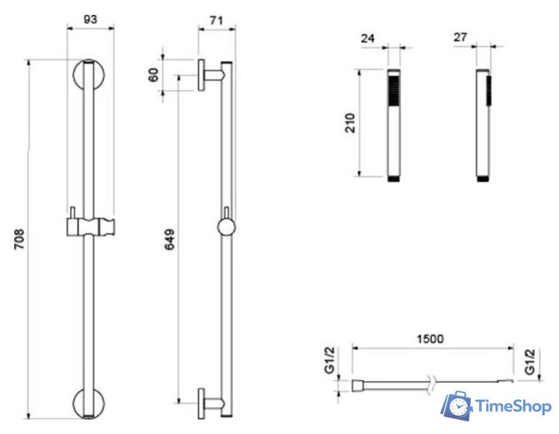 Душевой гарнитур  Aquatek Европа AQ2012CR - Изображение №2 — Интернет-магазин Time-Shop