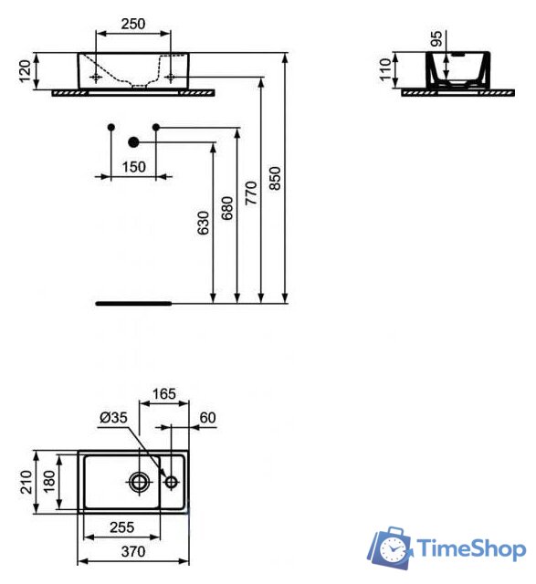 Умывальник Ideal Standard Tempo E211201 - Изображение №2 — Интернет-магазин Time-Shop