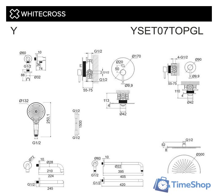 Душевая система  Whitecross Y YSET07TOPGL (золото) - Изображение №3 — Интернет-магазин Time-Shop