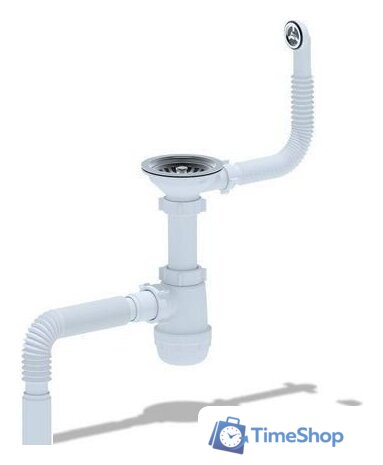 Сифон Granrus S 501 для мойки из искусственного камня с круглым переливом - Изображение №1 — Интернет-магазин Time-Shop